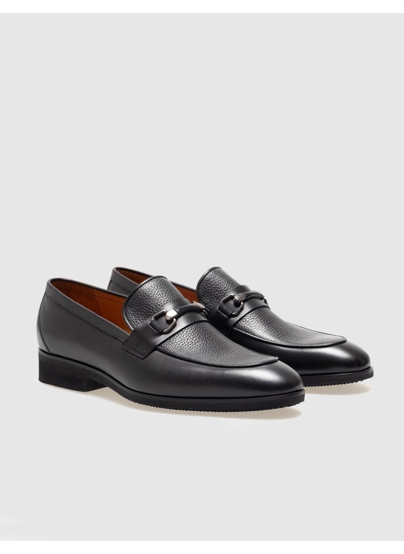 Leather Black Buckle Men's Classic Shoes