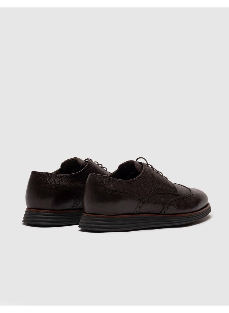 Leather Brown Lace-Up Men's Casual Shoes