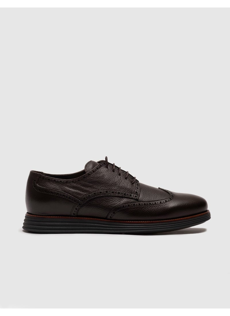 Leather Brown Lace-Up Men's Casual Shoes