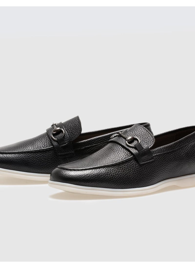 Black Buckle Men's Loafer