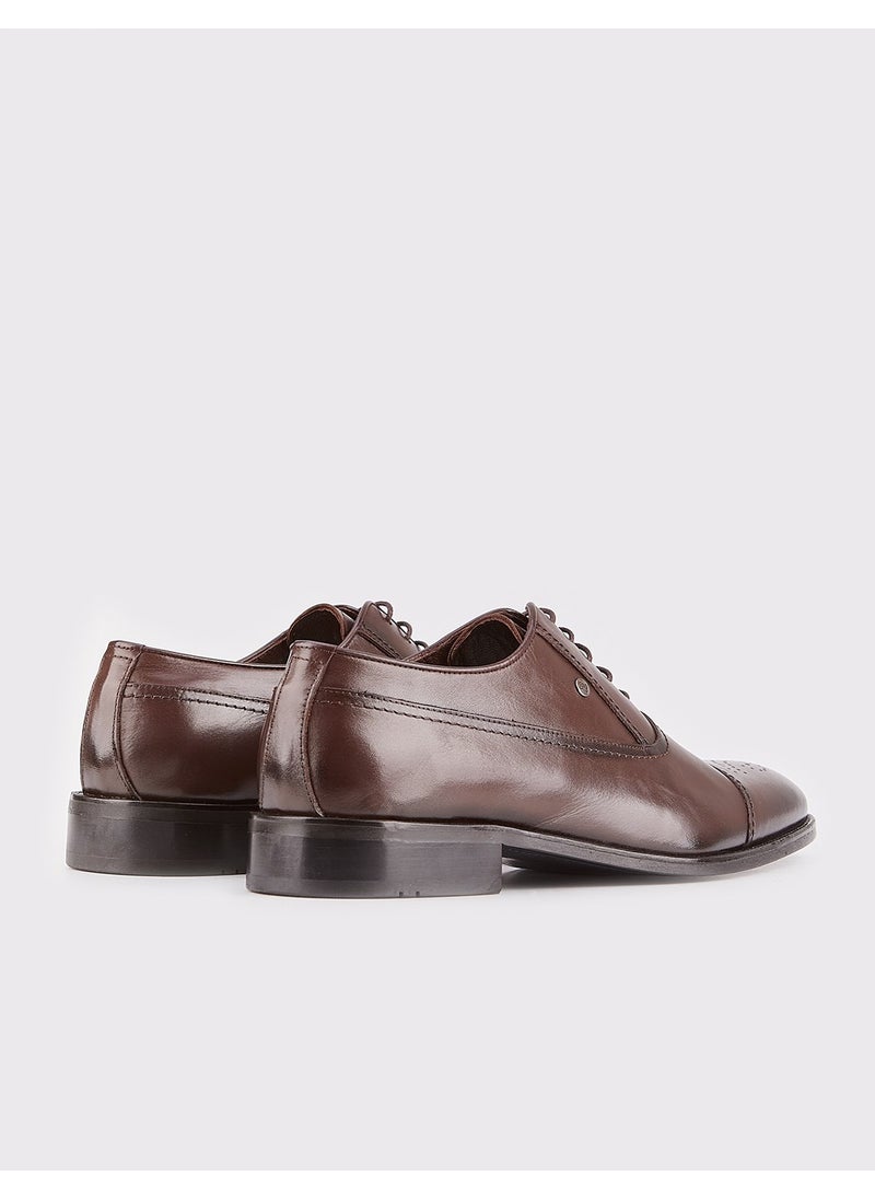 Genuine Leather Brown Lace-Up Men's Classic Shoes