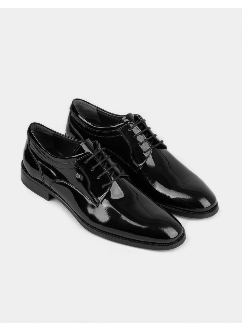 Leather Black Lace-Up Men's Classic Shoes