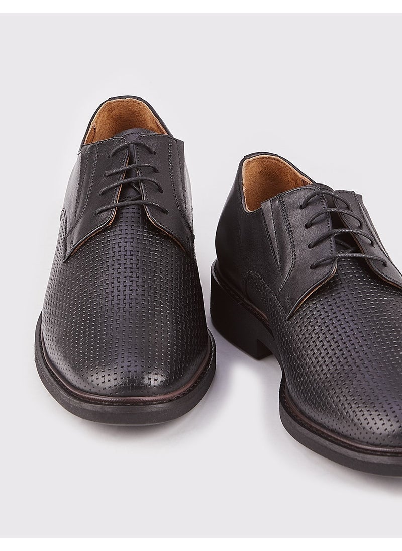 Leather Black Lace-Up Men's Casual Shoes