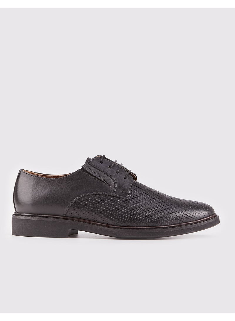 Leather Black Lace-Up Men's Casual Shoes