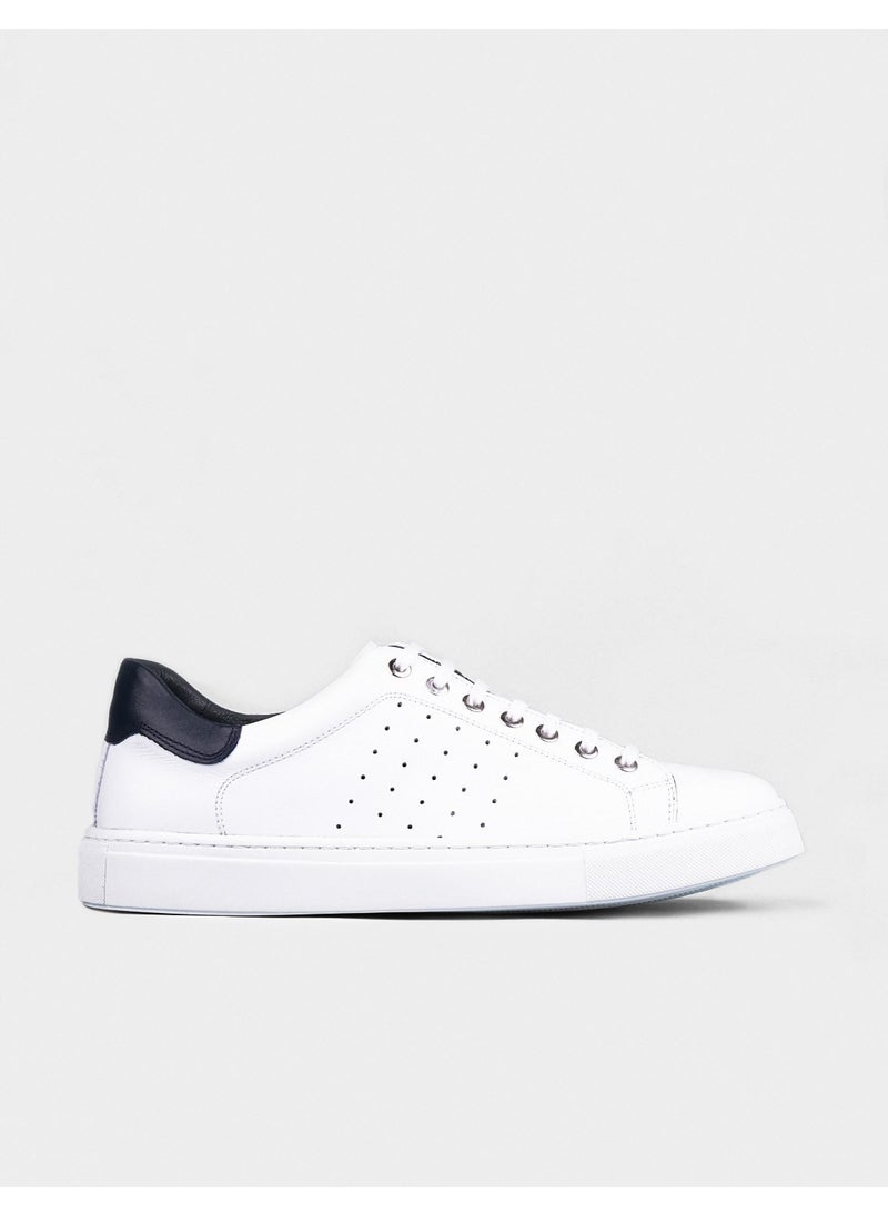 Leather White Lace-up Men's Sports Shoes