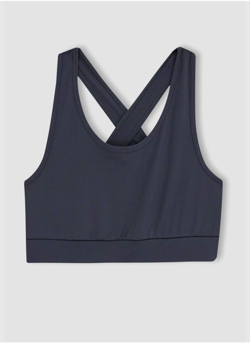 Woman Sports Bra Crew Neck Knitted