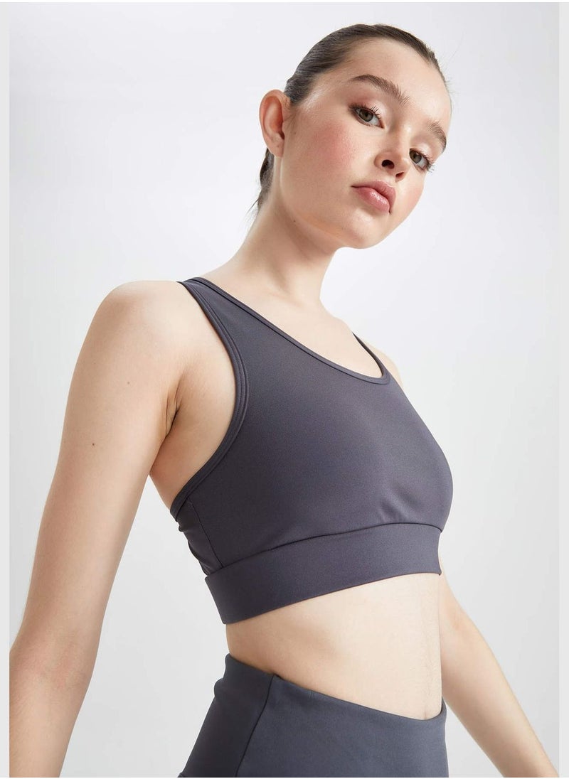 Woman Sports Bra Crew Neck Knitted