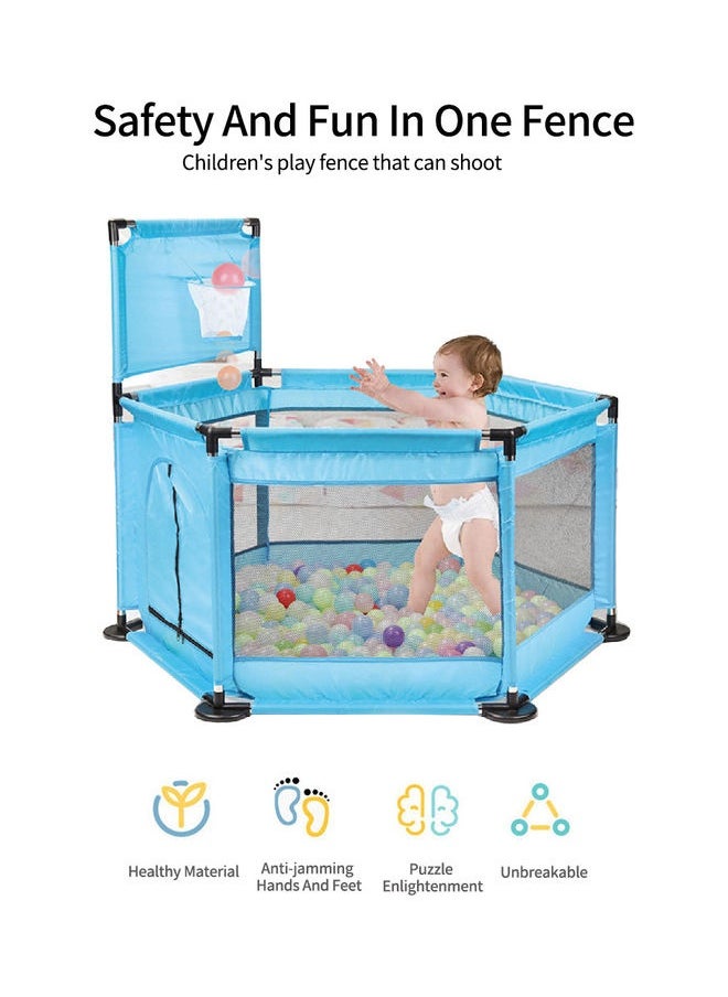 Baby Safety Fence Playpen With 30 Ocean Ball Basketball Hoops