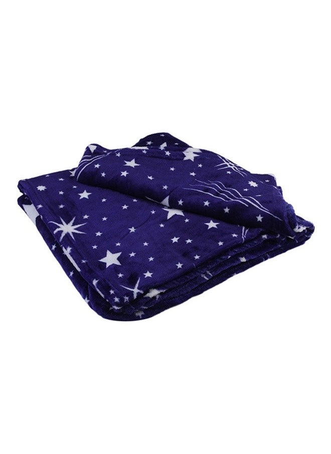 Beautiful Stars Design Soft Fluffier Blanket Microfibre King Size Flannel Stars Printed Bed Blanket Blue/White