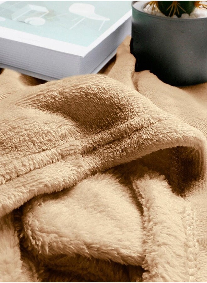 Flannel Blanket for Bed, Super Soft and Warm Brown King Size Blankets, All Season Use, Cozy, Plush, Lightweight, 220x200cm