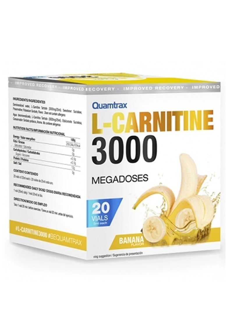 Quamtrax L-Carnitine 3000 Shot Banana Flavor 20 Vials 500ml