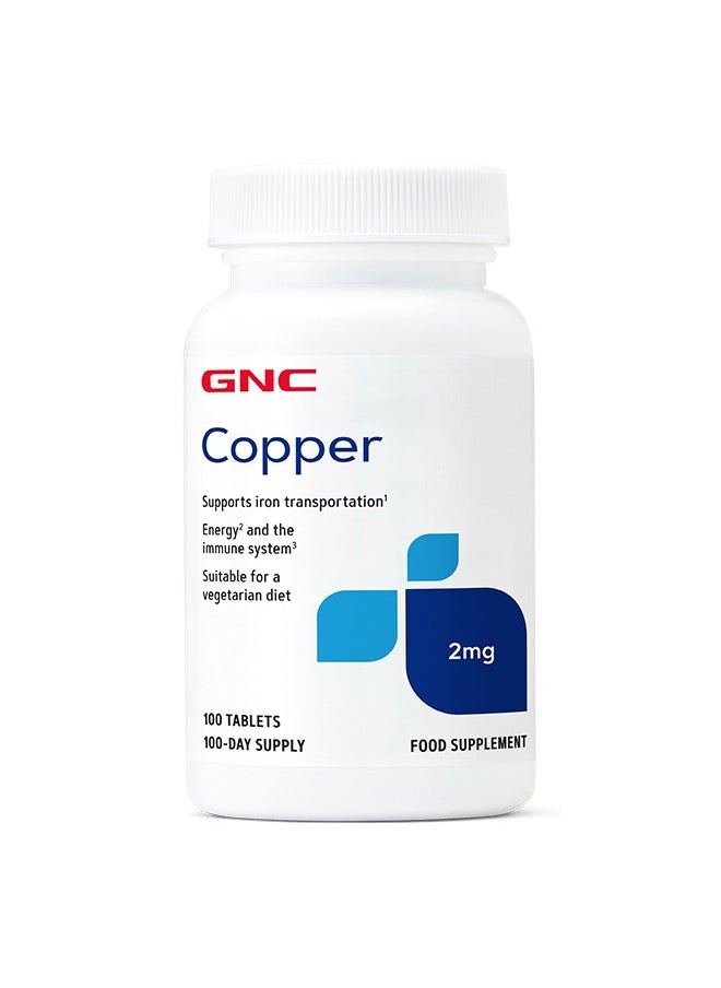 GNC Copper 2 mg 100 Vegetarian Tablets