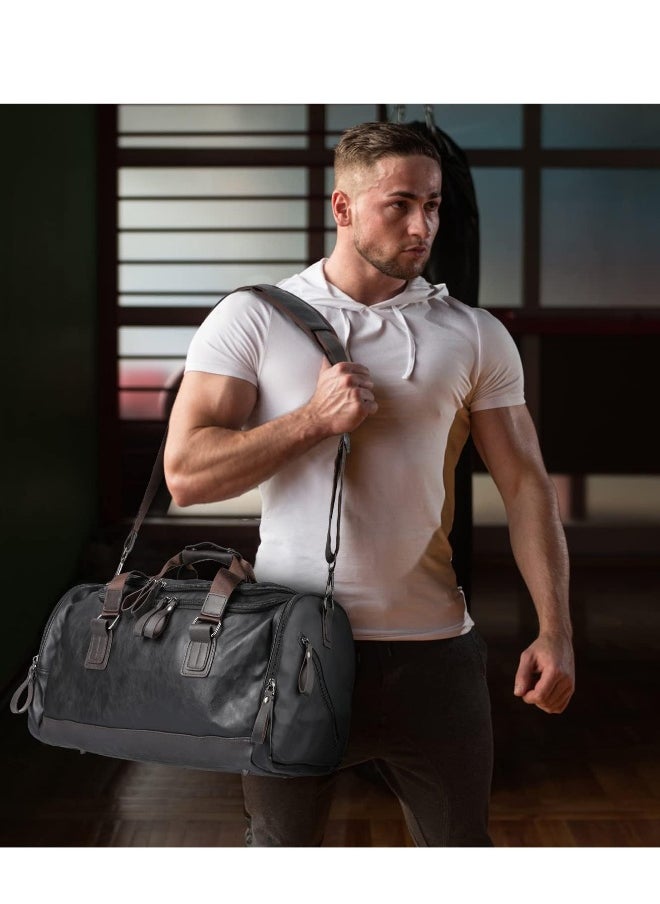 Travel Duffel Bag, Vegan Leather Gym, Carry On, Weekender Overnight Luggage Bag, 50cm Lightweight & Large Duffle Water-proof Durable