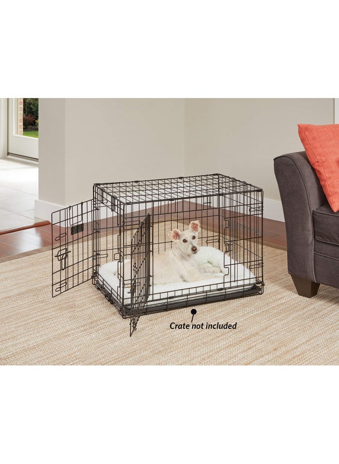 MidWest Homes for Pets 30L-Inch White Fleece Dog Bed or Cat Bed w/ Comfortable Bolster,Ideal for Medium Dog Breeds&Fits a 30-Inch Dog Crate,Easy Maintenance Machine Wash,1-Year Warranty,Model:40230