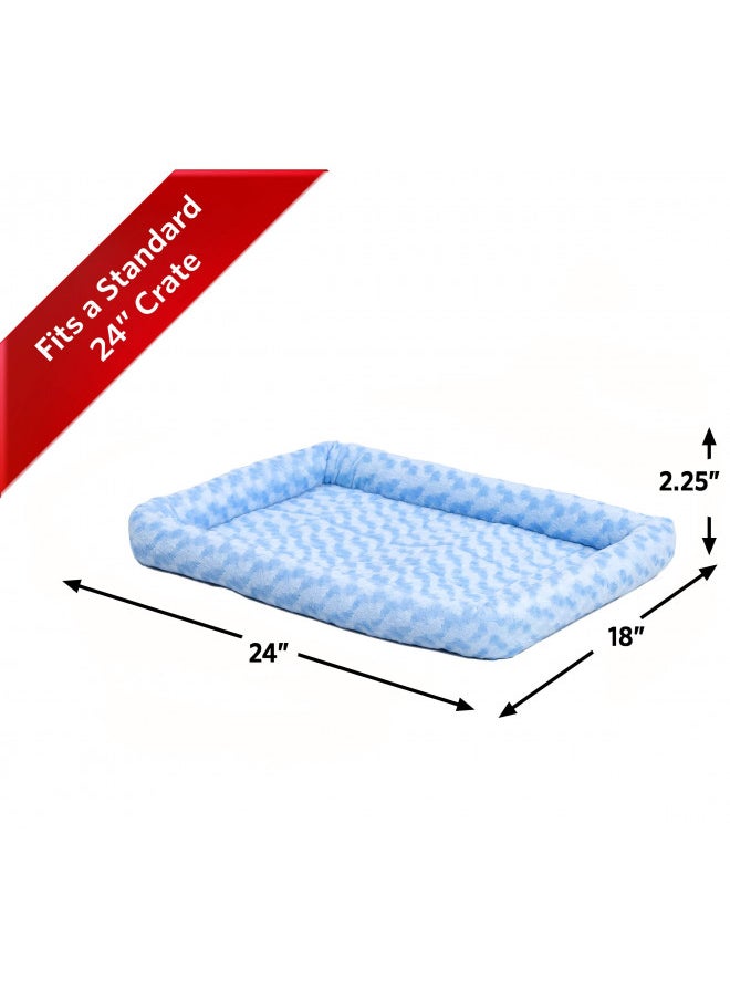 MidWest Homes for Pets Bolster Pet Bed for Dogs & Cats 24L-Inch Blue Dog Bed or Cat Bed w/ Comfortable Bolster | Ideal for 'Small' Dog Breeds & Fits a 24-Inch Dog Crate