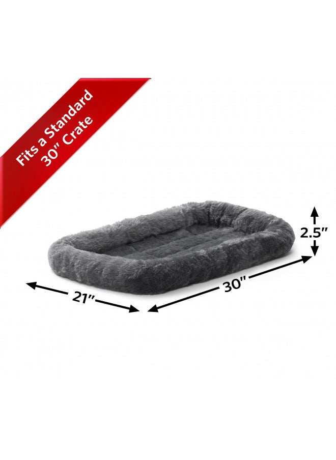 MidWest Bolster Pet Bed for Dogs & Cats 30L-Inch Gray Dog or Cat w/ Comfortable | Ideal Medium Breeds Fits a 30-Inch Crate Easy Maintenance Machine Wash Dry 1-Year Warranty
