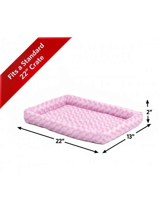 MidWest Bolster Pink Pet Bed for Cats 22L-Inch w/ Comfortable Bolster | Ideal for XS Dog Breeds & Fits a 22-Inch Crate | Easy Maintenance Machine Wash & Dry | 1-Year Warranty