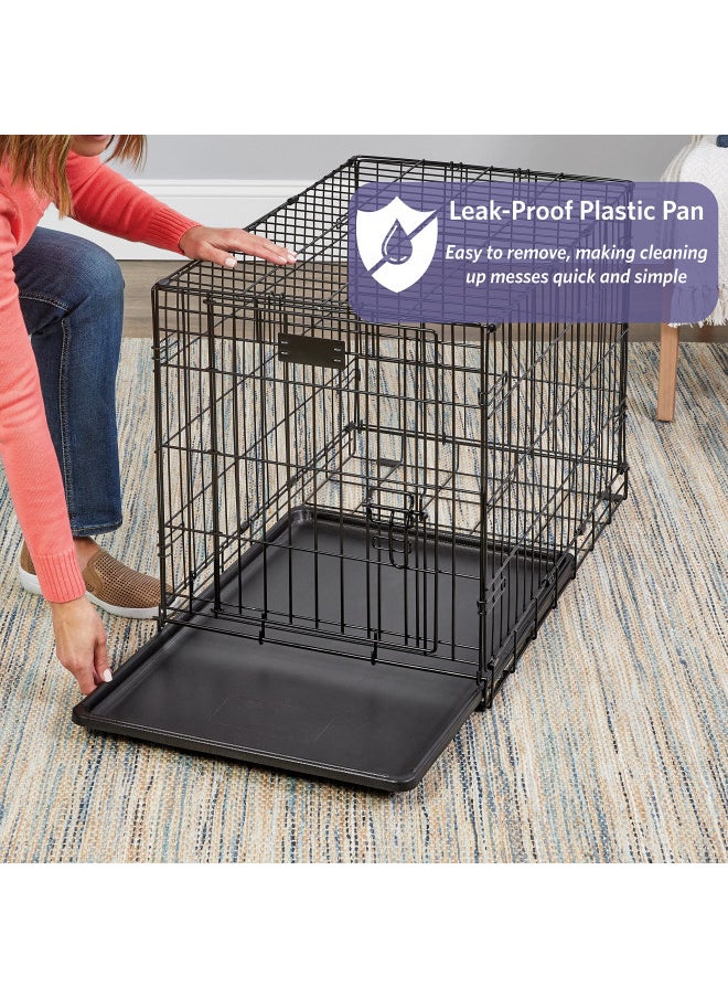 MidWest Homes for Pets Newly Enhanced Single & Double Door iCrate Dog Crate, Includes Leak-Proof Pan, Floor Protecting Feet , Divider Panel & New Patented Features