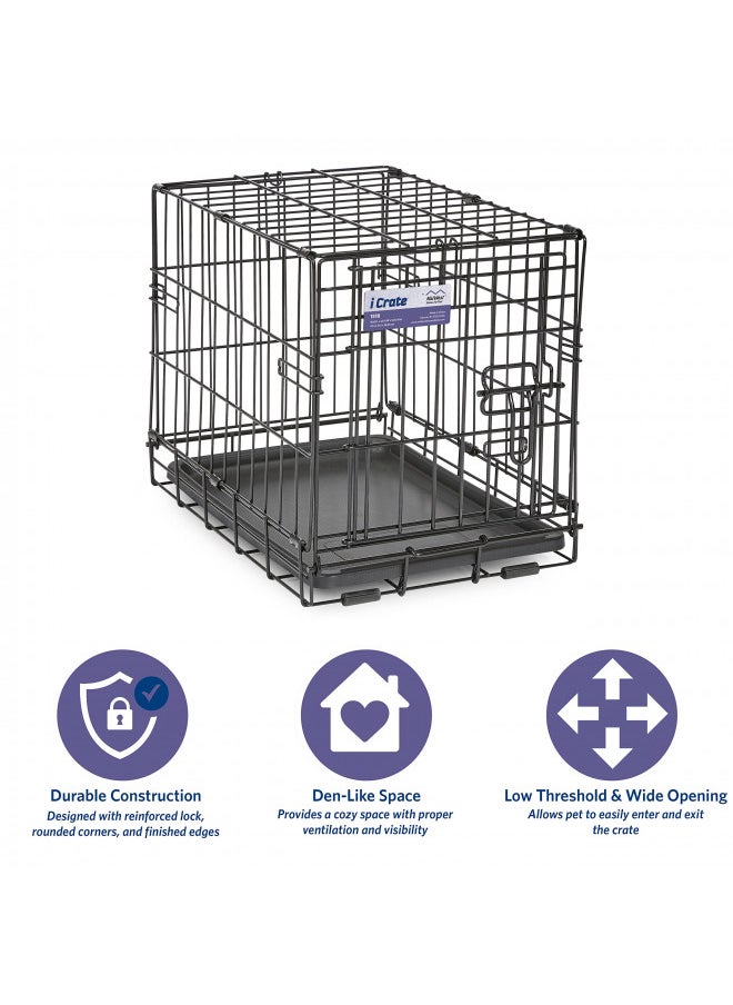 MidWest Homes for Pets Newly Enhanced Single & Double Door iCrate Dog Crate, Includes Leak-Proof Pan, Floor Protecting Feet , Divider Panel & New Patented Features