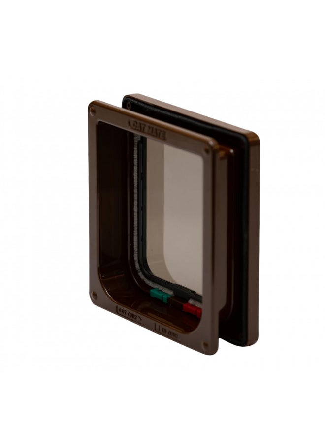 Cat Mate 4 Way Locking Cat Flap with Door Liner, Brown
