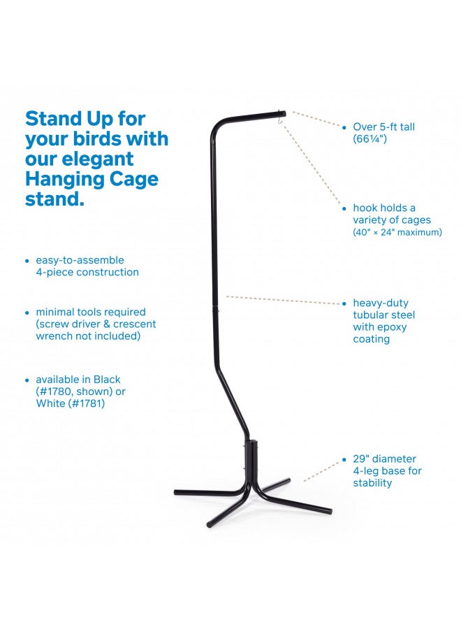 Prevue Hendryx Tubular Steel Hanging Bird Cage Stand 1780 Black, 24-Inch by 24-Inch by 62-Inch