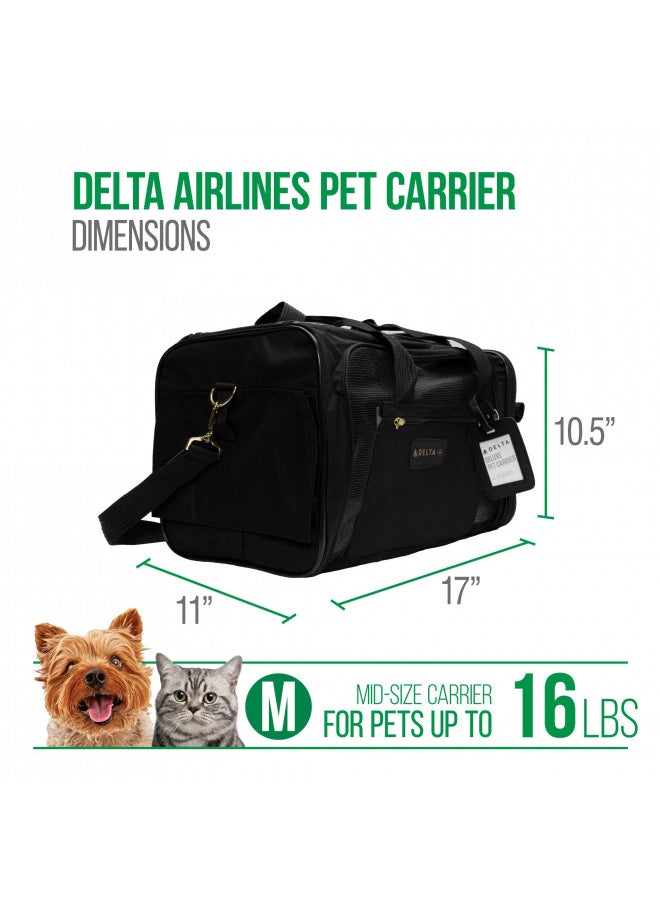 Sherpa Delta Airlines Travel Pet Carrier, Airline Approved & Guaranteed On Board - Black, Medium