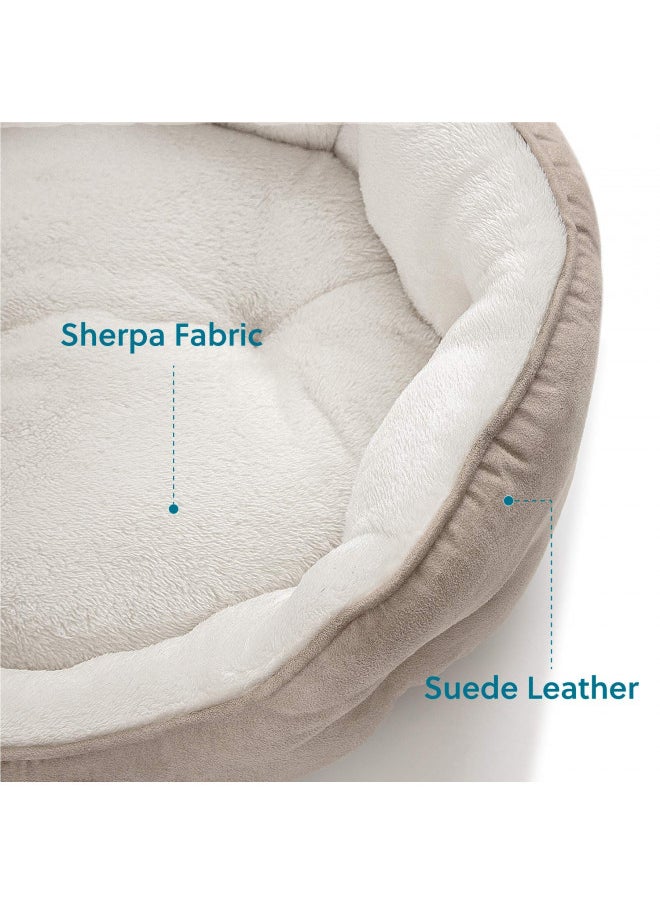 Bedsure Dog Beds for Small Dogs - Round Cat Beds for Indoor Cats, Washable Pet Bed for Puppy and Kitten with Slip-Resistant Bottom, 20 Inches, Taupe