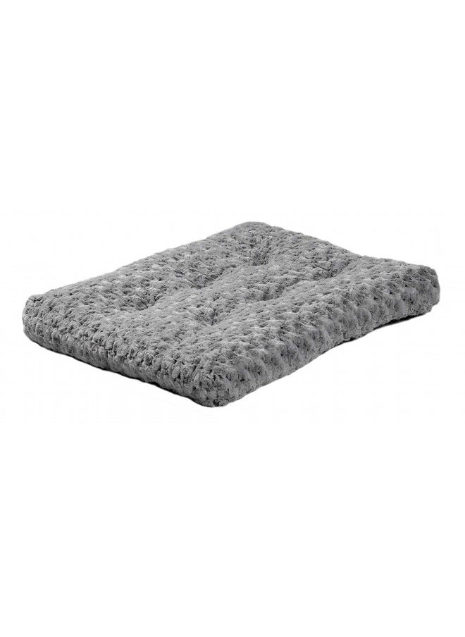 MidWest Homes for Pets Deluxe Dog Beds Super Plush Dog & Cat Beds Ideal for Dog Crates Machine Wash & Dryer Friendly, 1-Year Warranty, Gray, 24-Inch