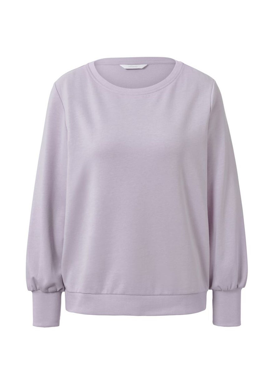 Women Crew Neck Solid Sweatshirts, Lilac