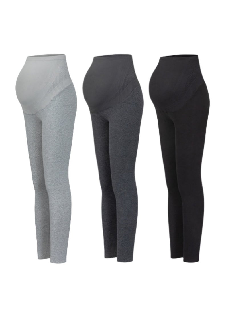 3-Pack Thick Warm Maternity Pants High Waist Belly Support Soft Warm