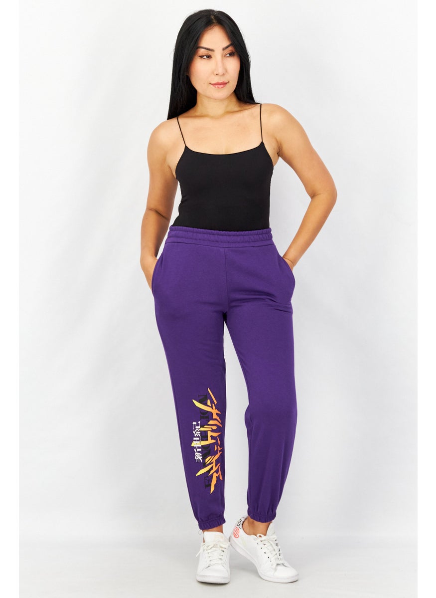 Women Regular Fit Pull On Graphic Print Jogger Pants, Purple