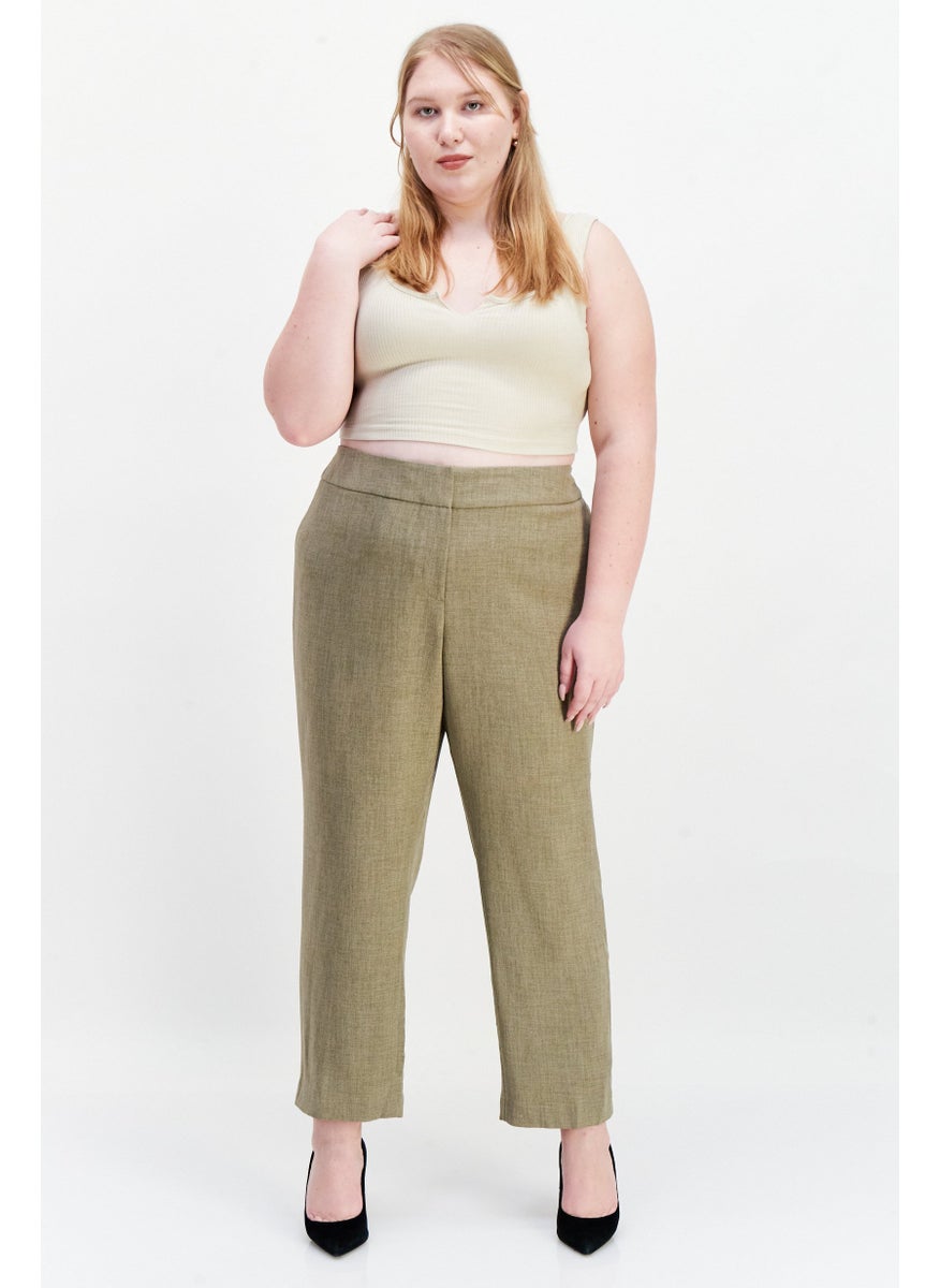 Women Plus Size Plain Dress Pants, Grey