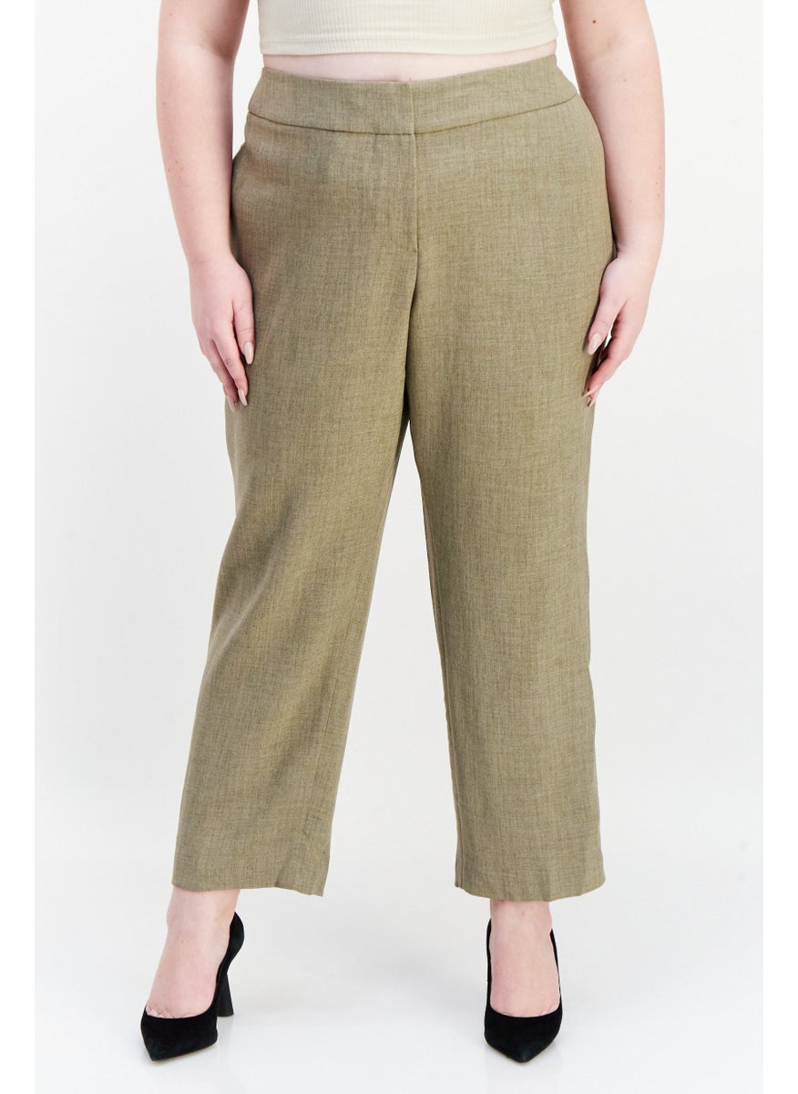 Women Plus Size Plain Dress Pants, Grey