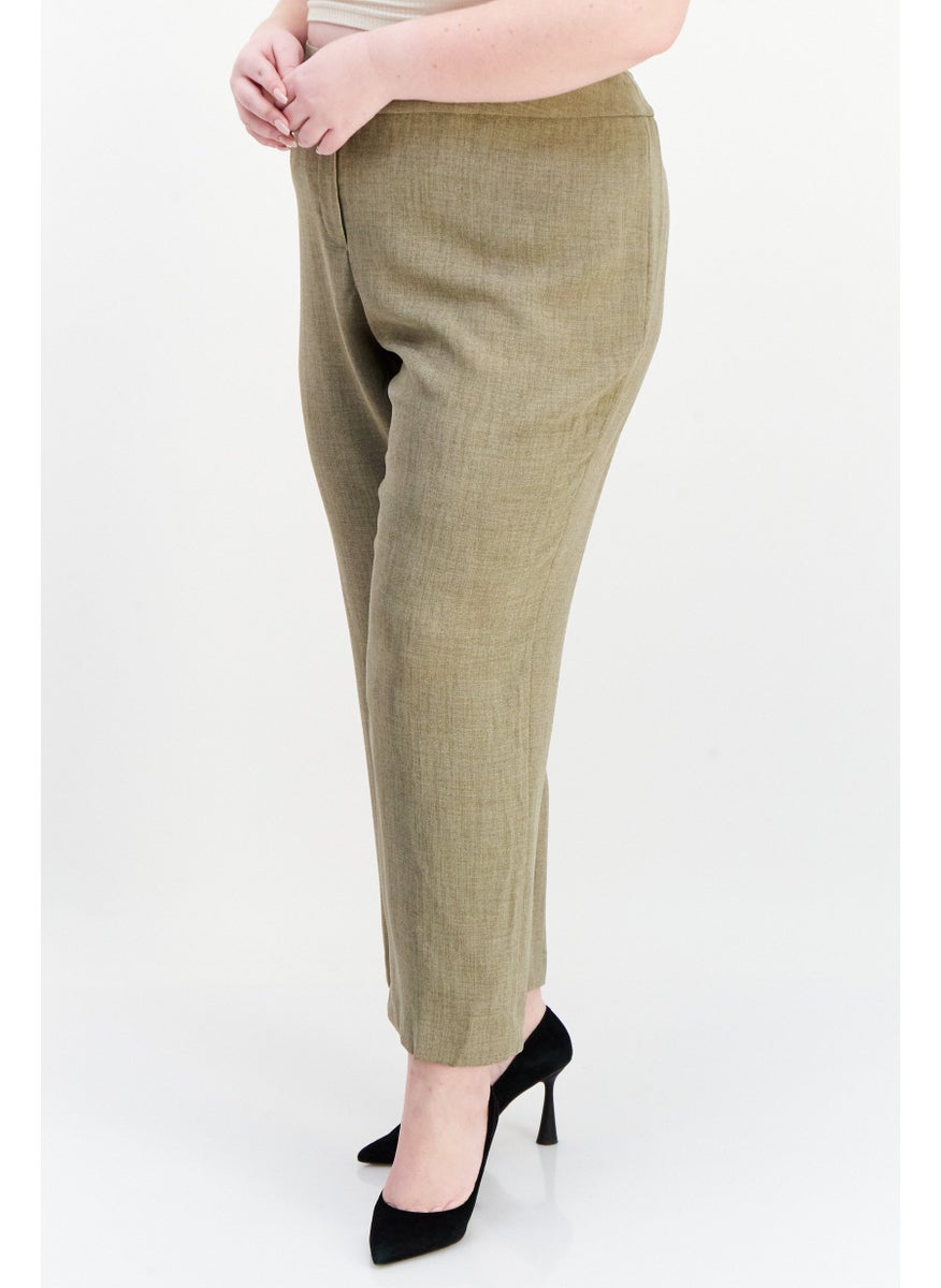 Women Plus Size Plain Dress Pants, Grey