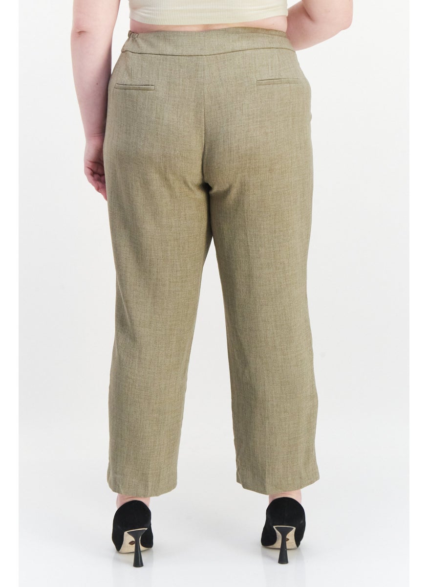 Women Plus Size Plain Dress Pants, Grey