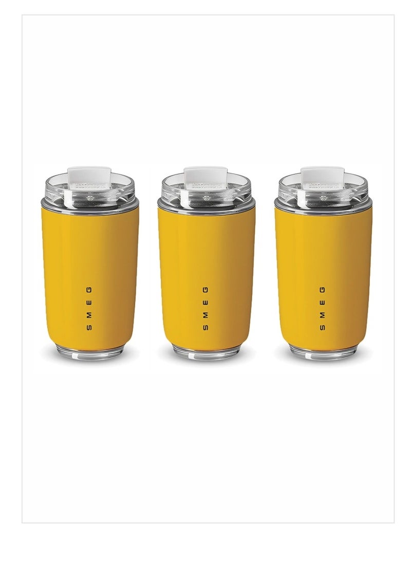Travel Mug, Insulated Coffee Tumbler, Leak Proof Stainless Steel Thermal Reusable Coffee Cup, Lightweight And Portable Drink Container For Home Office Traveling, (Pack Of 3pcs, 350ML Yellow)