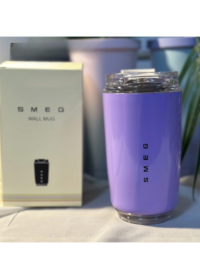 Travel Mug, Insulated Coffee Tumbler, Leak Proof Stainless Steel Thermal Reusable Coffee Cup, Lightweight And Portable Drink Container For Office Traveling, (Pack Of 2pcs, 350ML, Purple And Yellow)