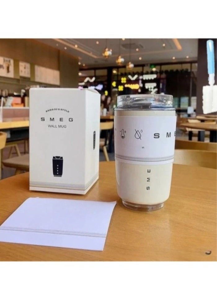Travel Mug, Insulated Coffee Tumbler, Leak Proof Stainless Steel Thermal Reusable Coffee Cup, Lightweight And Portable Drink Container For Office Traveling, (Pack Of 2pcs, 350ML, White And Yellow)