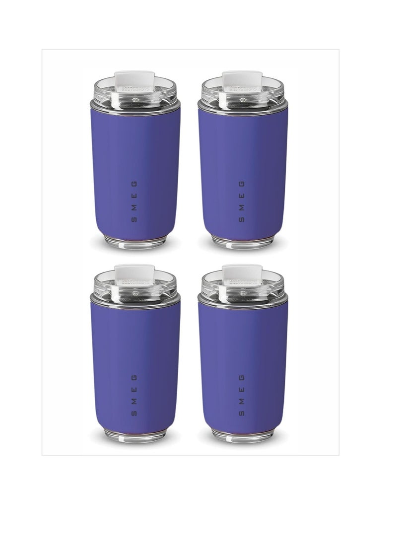 Travel Mug, Insulated Coffee Tumbler, Leak Proof Stainless Steel Thermal Reusable Coffee Cup, Lightweight And Portable Drink Container For Home Office Traveling, (Pack Of 4pcs, 350ML Purple)