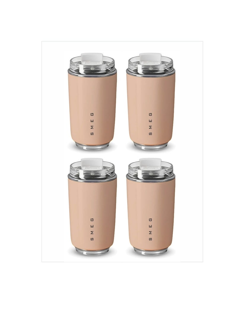 Travel Mug, Insulated Coffee Tumbler, Leak Proof Stainless Steel Thermal Reusable Coffee Cup, Lightweight And Portable Drink Container For Home Office Traveling, (Pack Of 4pcs, 350ML Pink)