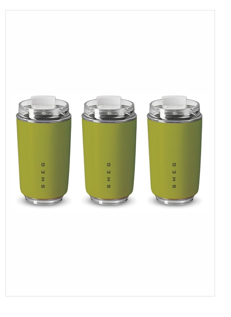Travel Mug, Insulated Coffee Tumbler, Leak Proof Stainless Steel Thermal Reusable Coffee Cup, Lightweight And Portable Drink Container For Home Office Traveling, (Pack Of 3pcs, 350ML Green)