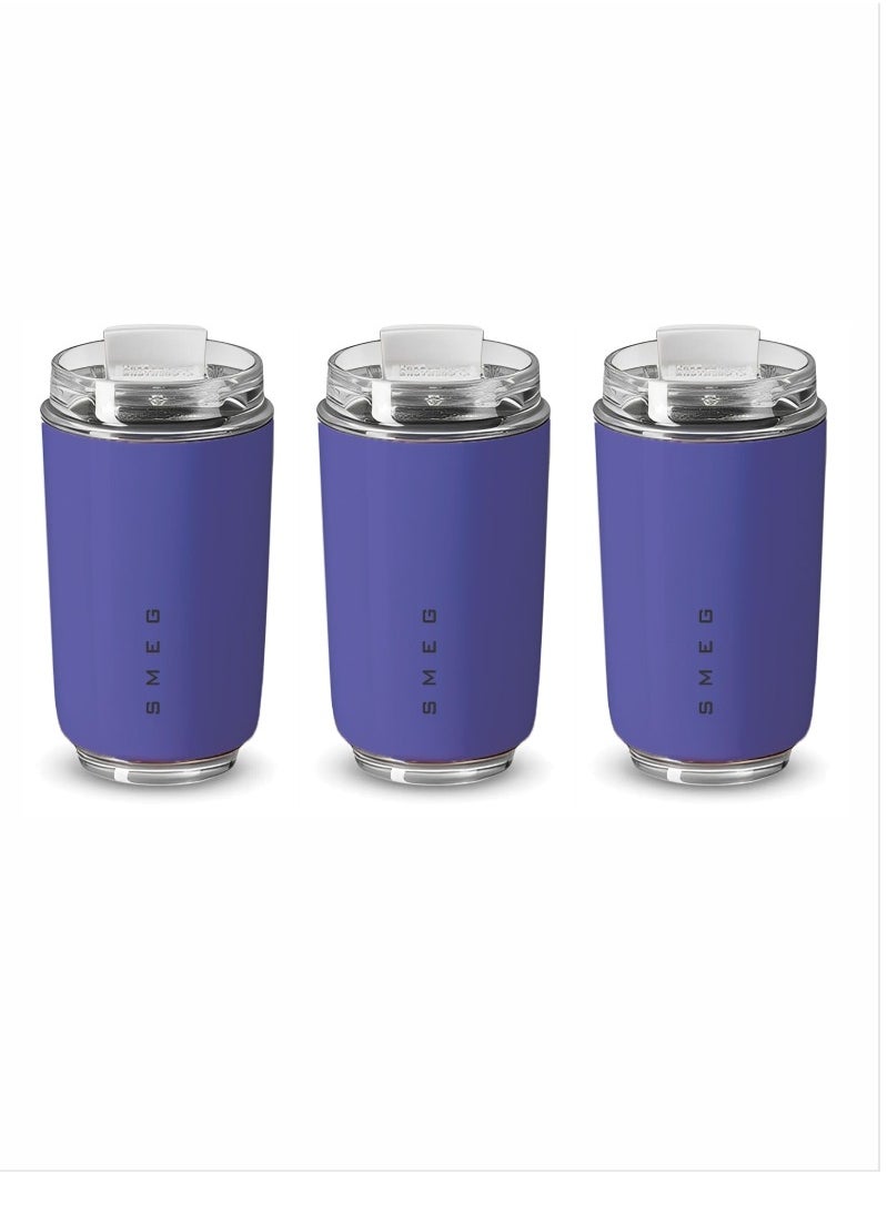Travel Mug, Insulated Coffee Tumbler, Leak Proof Stainless Steel Thermal Reusable Coffee Cup, Lightweight And Portable Drink Container For Home Office Traveling, (Pack Of 3pcs, 350ML Purple)