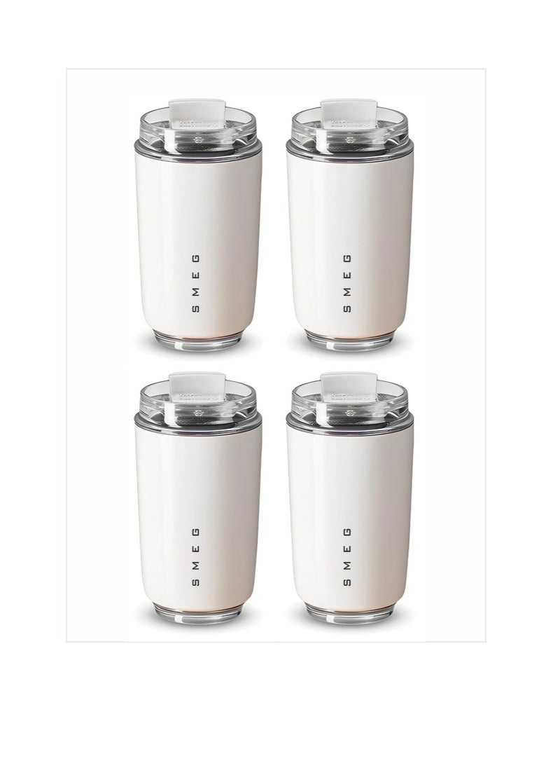 Travel Mug, Insulated Coffee Tumbler, Leak Proof Stainless Steel Thermal Reusable Coffee Cup, Lightweight And Portable Drink Container For Home Office Traveling, (Pack Of 4pcs, 350ML White)