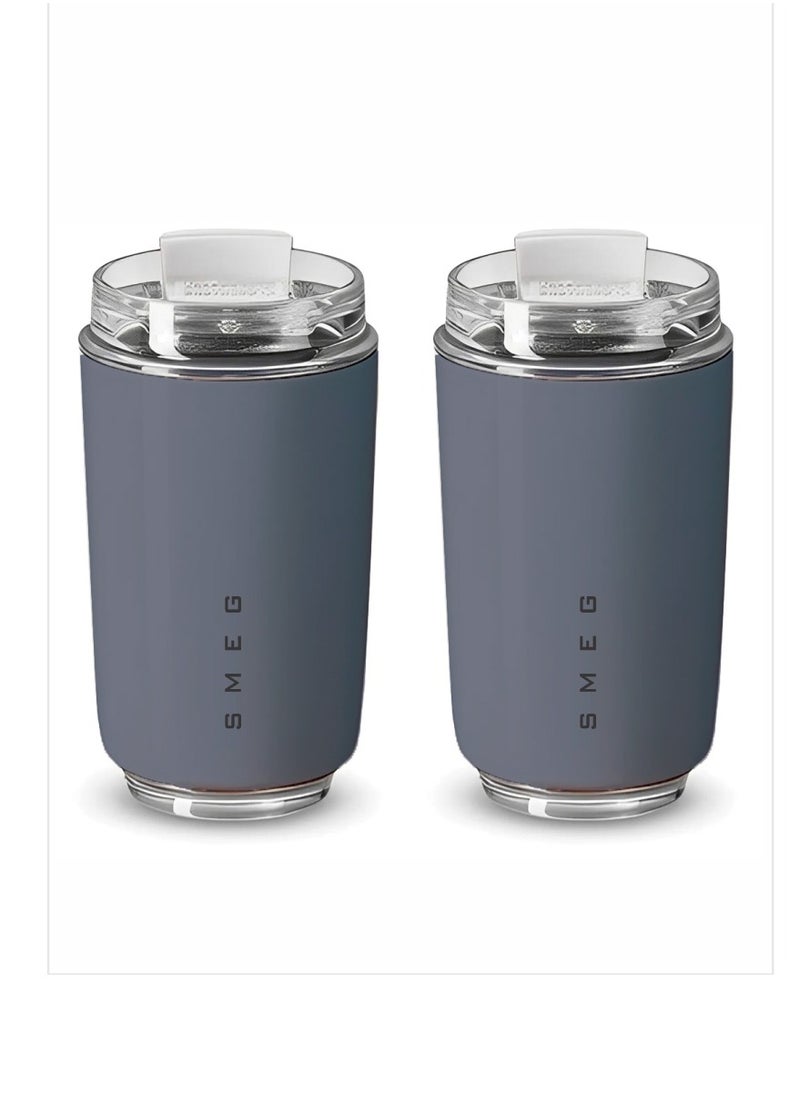 Travel Mug, Insulated Coffee Tumbler, Leak Proof Stainless Steel Thermal Reusable Coffee Cup, Lightweight And Portable Drink Container For Home Office Traveling, (Pack Of 2pcs, 350ML Grey)