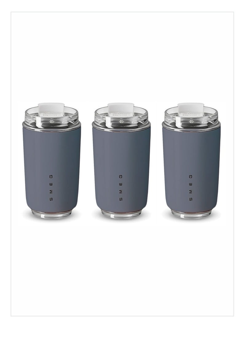 Travel Mug, Insulated Coffee Tumbler, Leak Proof Stainless Steel Thermal Reusable Coffee Cup, Lightweight And Portable Drink Container For Home Office Traveling, (Pack Of 3pcs, 350ML Grey)