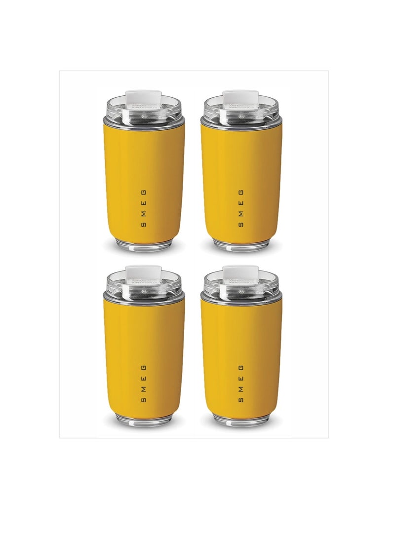 Travel Mug, Insulated Coffee Tumbler, Leak Proof Stainless Steel Thermal Reusable Coffee Cup, Lightweight And Portable Drink Container For Home Office Traveling, (Pack Of 4pcs, 350ML Yellow)