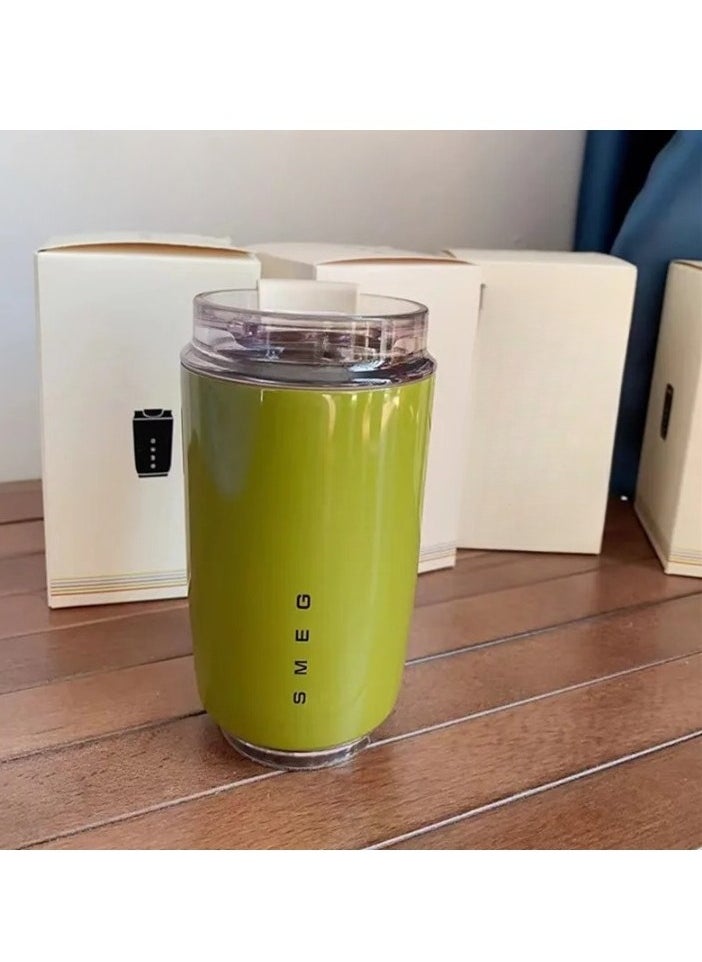 Travel Mug, Insulated Coffee Tumbler, Leak Proof Stainless Steel Thermal Reusable Coffee Cup, Lightweight And Portable Drink Container For Office Traveling, (Pack Of 2pcs, 350ML, Green And Black)