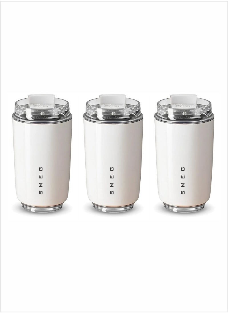 Travel Mug, Insulated Coffee Tumbler, Leak Proof Stainless Steel Thermal Reusable Coffee Cup, Lightweight And Portable Drink Container For Home Office Traveling, (Pack Of 3pcs, 350ML White)