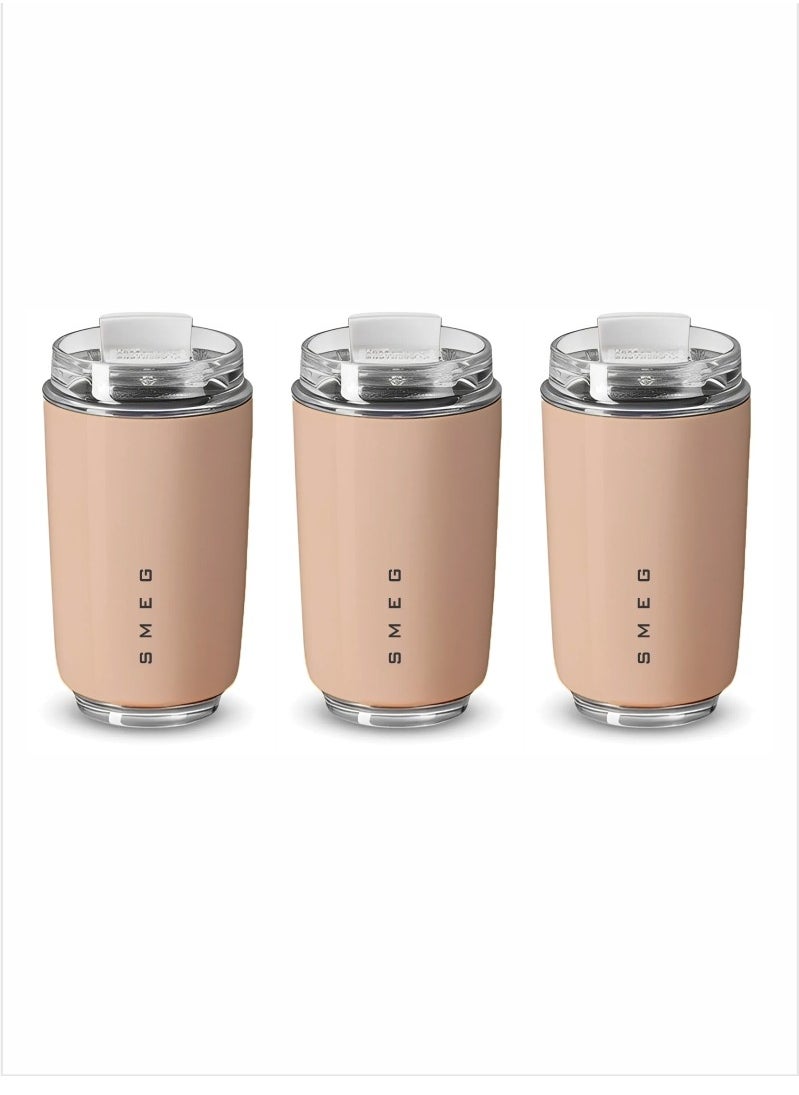 Travel Mug, Insulated Coffee Tumbler, Leak Proof Stainless Steel Thermal Reusable Coffee Cup, Lightweight And Portable Drink Container For Home Office Traveling, (Pack Of 3pcs, 350ML Pink)
