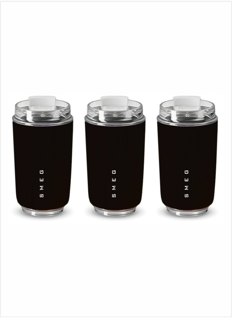 Insulated Coffee Tumbler, Leak Proof Stainless Steel Thermal Reusable Coffee Cup, Lightweight And Portable Drink Container For Home Office Traveling, (Pack Of 3pcs, 350ML Black)